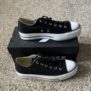Converse Black and White Low-Top Platform Sneakers
